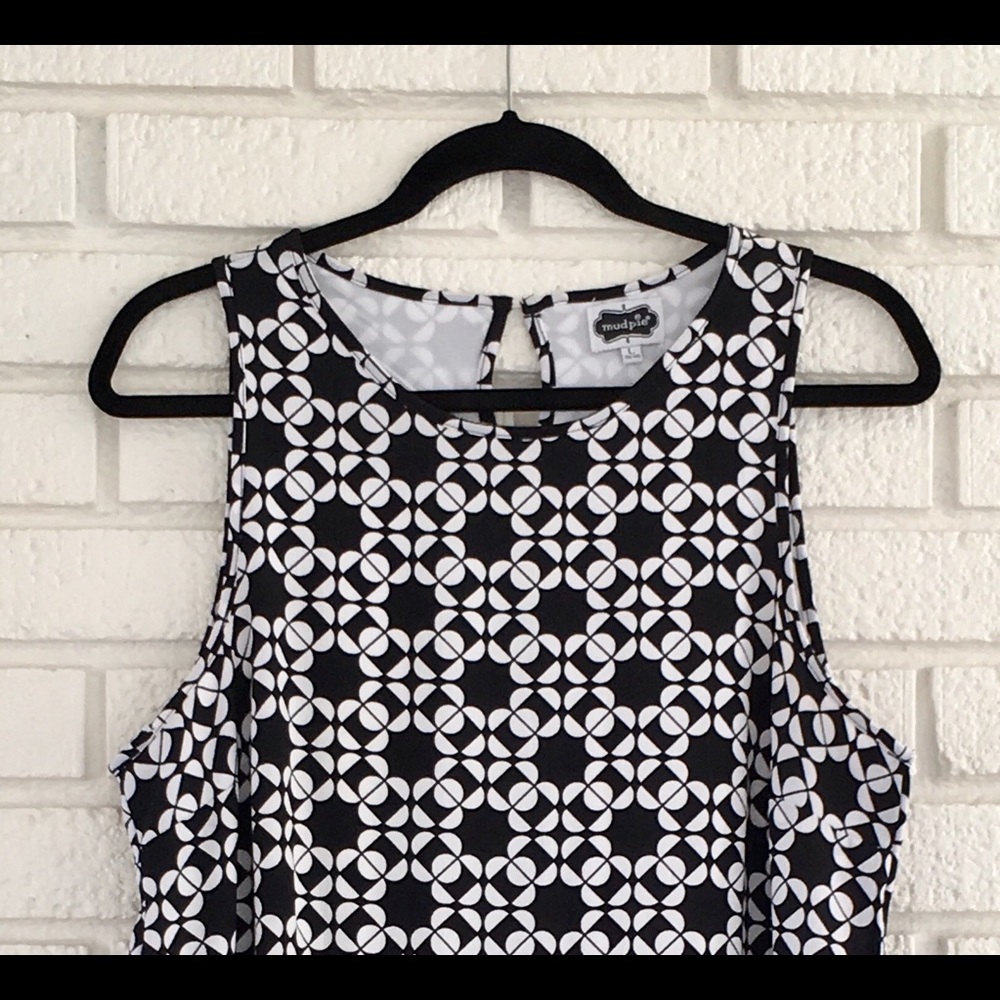 Geometric Black White Dress Large L 12 14 Mud Pie